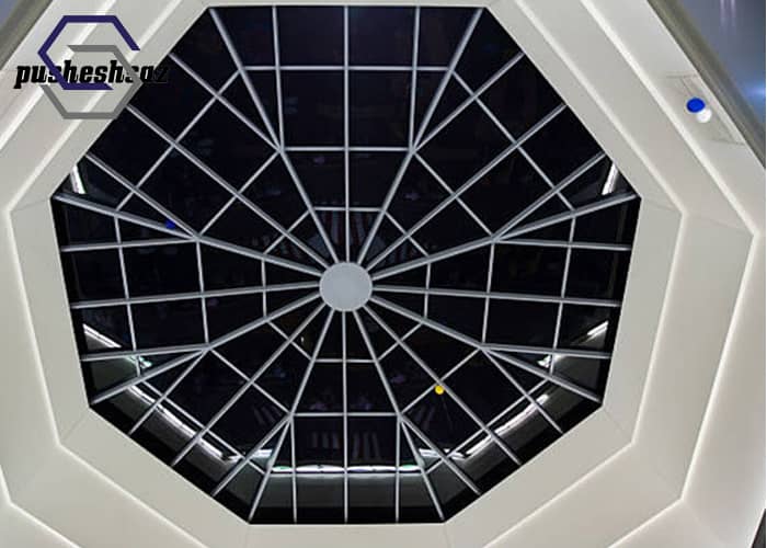 سقف نورگیر شیشه ای 8 ضلعی